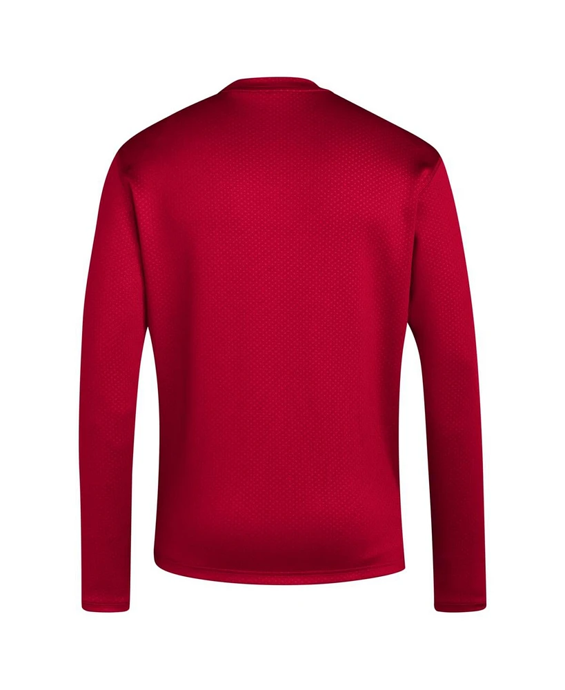 Adidas Men's Red Nc State Wolfpack Reverse Retro Baseball Script Pullover Sweatshirt