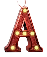 Ganz Light Up Initial Red Glitter Ornament