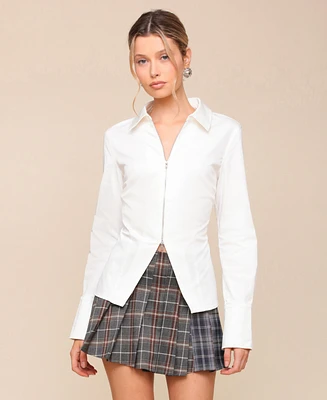 Avec Les Filles Women's Cut-Away Button-Up Shirt