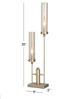 Rosemary Lane 33" Metal Tall Accent Lamp with Cylinder Glass Shades