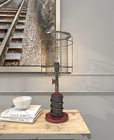 Rosemary Lane 25" Metal Industrial Inspired Accent Lamp with Wire Caged Lampshade