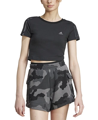 adidas Women's Camo Three Stripe Baby T-Shirt