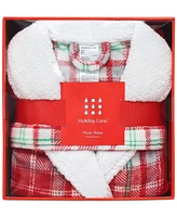 Holiday Lane Plush Printed Short Shawl-Collar Robe, Exclusively at Macy's