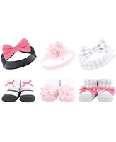 Hudson Baby Baby Girls Headband and Socks Giftset, Pink Charcoal, One