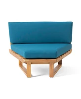 Premium Acacia Wood Corner Chair and Coffee Table with Water-Resistant Cushions