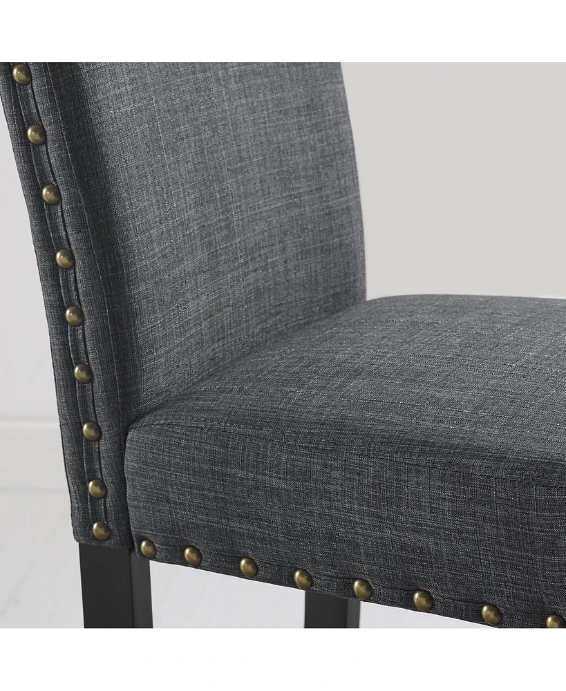 Simplie Fun Fabric Dining Chairs with Nailhead Trim, Set of 2, Gray