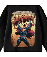 Superman Boys Comic Cover No. 28 Crew Neck Long Sleeve Black Youth Tee