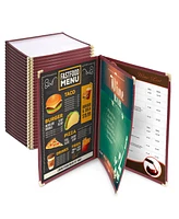 Yescom 30 Pack 8.5x11 6 View 3 Page Menu Cover Burgundy Trim Trifold Transparent Volume