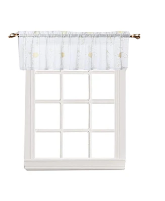 Caromio Floral Embroidered Voile Sheer Kitchen Valance Curtain