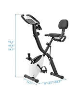 Folding Exercise Bike, Fitness Upright And Recumbent X-Bike With 10-Level Adjustable Resistance