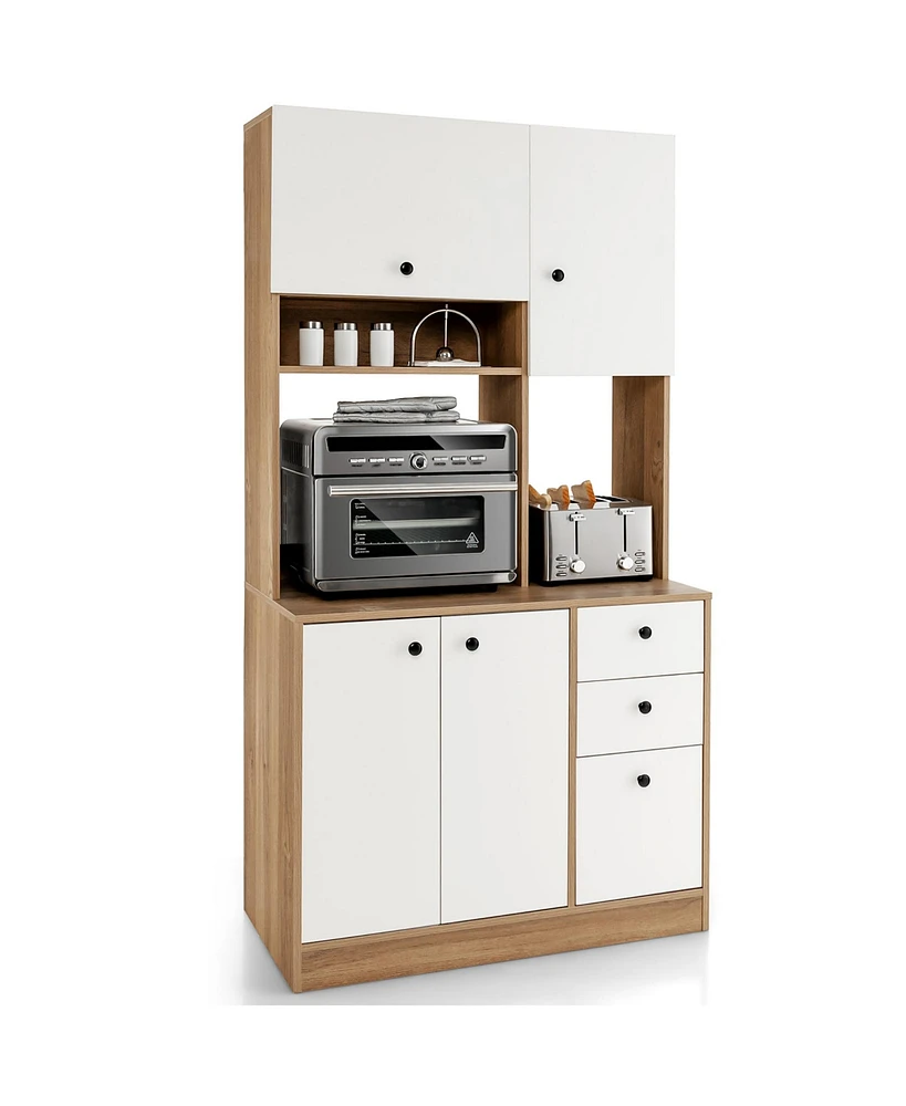 Costway 71'' Tall Kitchen Pantry Buffet Hutch Freestanding Storage Cabinet 4 Doors