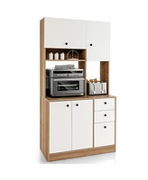 Costway 71'' Tall Kitchen Pantry Buffet Hutch Freestanding Storage Cabinet 4 Doors