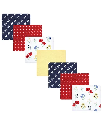 Hudson Baby Infant Girl Cotton Flannel Receiving Blankets Bundle, Wildflower, One Size