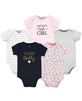 Hudson Baby Girls Cotton Bodysuits Daddy 5Pk