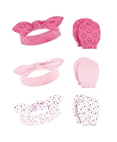 Hudson Baby Baby Girls 12Pc Headband and Scratch Mitten Set, Navy Hearts, 0-6 Months