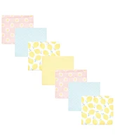 Hudson Baby Infant Girl Cotton Rich Flannel Receiving Blankets Bundle, Lemon Daisy, One Size