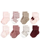 Hudson Baby Girls Cozy Chenille Newborn and Terry Socks