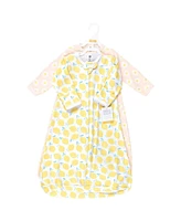 Hudson Baby Girls Cotton Long-Sleeve Wearable Sleeping Bag, Sack, Blanket, Lemon Daisy Long Sleeve, 12-18 Months