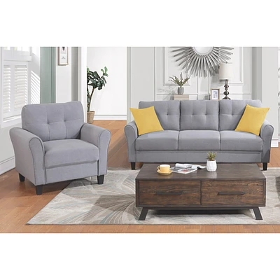 Simplie Fun Modern Living Room Sofa Set Linen Upholstered Couch Furniture For Home Or Office - Light gray