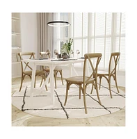 Emma+Oliver Hensler Set Of 2 Weather-Resistant Wood Look Resin Cross Back Chairs For Indoor/Outdoor Use