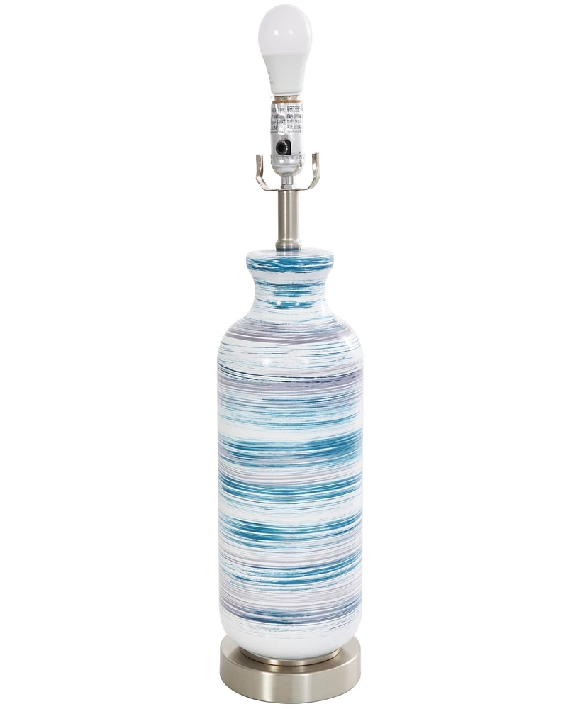 Rosemary Lane 28" Glass Abstract Striped Accent Lamp with Gold Base