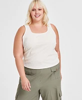 And Now This Trendy Plus Double Square-Neck Tank, Created for Macy's