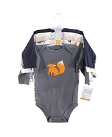 Hudson Baby Unisex Cotton Long-Sleeve Bodysuits, Forest 10-Piece