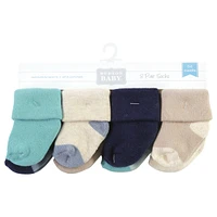 Hudson Baby Boys Cotton Rich Newborn and Terry Socks, Navy Taupe, 6-12 Months