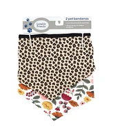 Luvable Friends Dog Reversible Pet Dog and Cat Bandana Bibs 2pk, Botanical Leopard, One Size