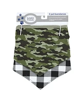 Luvable Friends Dog Reversible Pet Dog and Cat Bandana Bibs 2pk, Plaid Camo, One Size