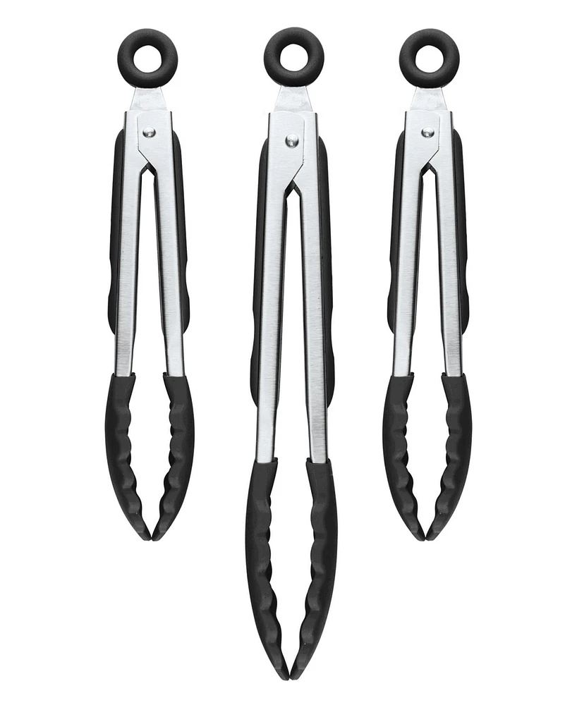 Tovolo 9", 9" 12" Stainless Steel Silicone Tongs, Set of 3