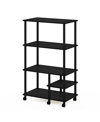 Furinno Turn-n-Tube 4-Tier Toolless Kitchen Storage Shelf Cart, Americano & Black