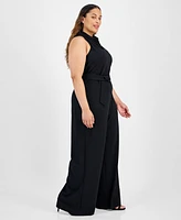 Anne Klein Plus Cowl-Neck Sleeveless Jumpsuit