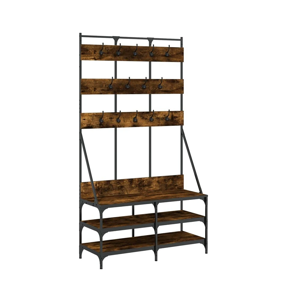 vidaXL Clothes Rack with Shoe Storage Smoked Oak