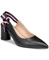 Vaila Shoes Women's Courtney Pointed-Toe Striped-Strap Slingback Pumps Extended Sizes 9-14