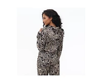 Juicy Couture Women's Cheetah Print Big Bling Velour Hoodie