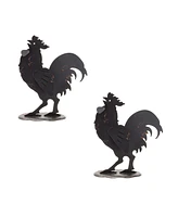 Slickblue Rustic Roosters: Set of 2 Metal Chicken Statues for Farmhouse Theme