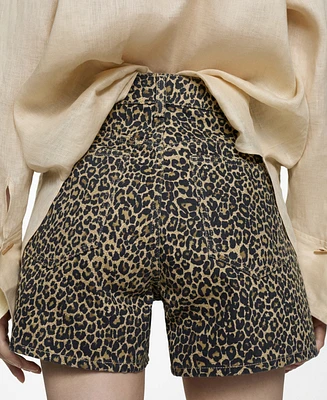 Mango Women's Leopard-Print Straight Shorts