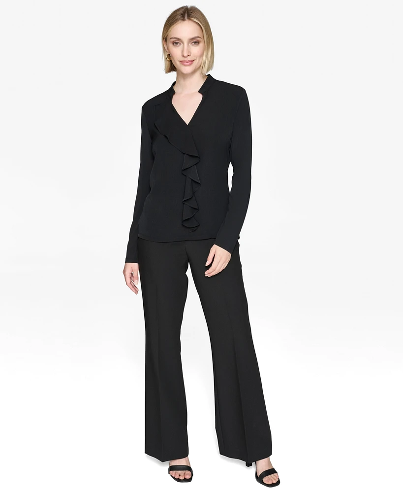 Karl Lagerfeld Paris Women's Ruffled Long-Sleeve Blouse