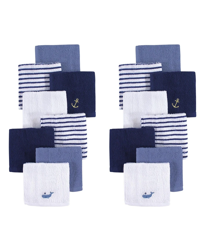 Hudson Baby Infant Boy 16Pc Super Soft Cotton Washcloths, Anchor, One Size