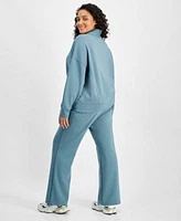 Now This Trendy Plus Size Scuba Quarter Zip Top Wide Leg Pants Created For Macys