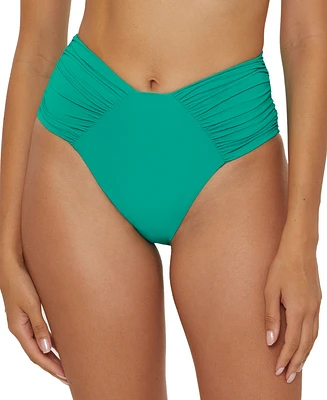 Becca Women's Ruched High-Waist Bikini Bottoms