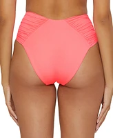 Becca Women's Ruched High-Waist Bikini Bottoms