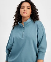 And Now This Trendy Plus Quarter-Zip Scuba Knit Pullover, Created for Macy's