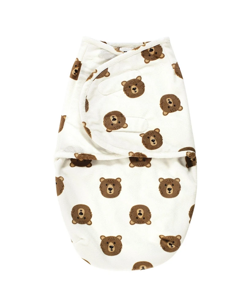 Hudson Baby Baby Boys Plush Faux Fur Swaddle Wrap, Brown Bear, 0-3 Months