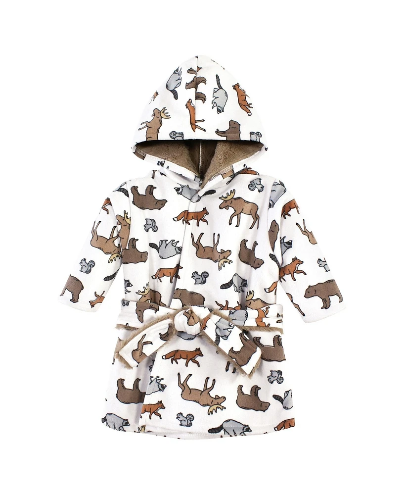 Hudson Baby Boys Mink with Faux Fur Lining Pool and Beach Robe Cover-ups, Eucalyptus
