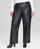 And Now This Trendy Plus Faux-Leather Cargo Pants, Created for Macy's