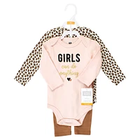 Hudson Baby Girls Cotton Bodysuit and Pant Set
