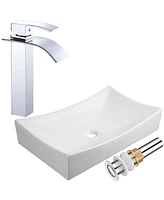 Yescom Aquaterior Waterfall Faucet Above Counter Sink Set Ceramic Bathroom Basin Hotel