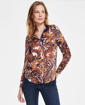 Jones New York Women's Printed Relaxed Utility Blouse